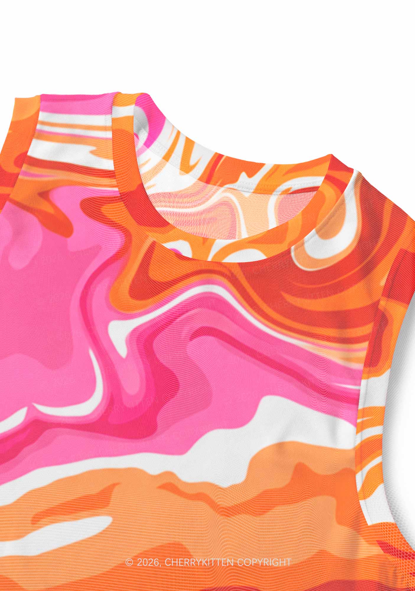 Lesbian Liquid Tie Dye Pride Y2K Mesh Muscle Tank Cherrykitten