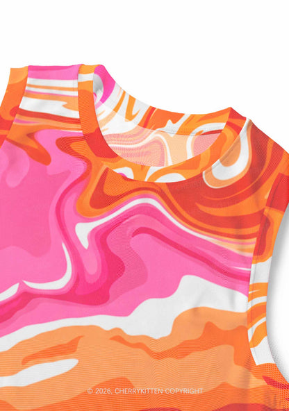 Lesbian Liquid Tie Dye Pride Y2K Mesh Muscle Tank Cherrykitten