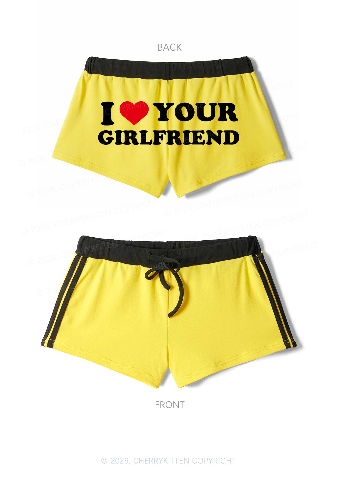 I Love Your GF Valentine's Day Y2K Drawstring Mini Shorts Cherrykitten