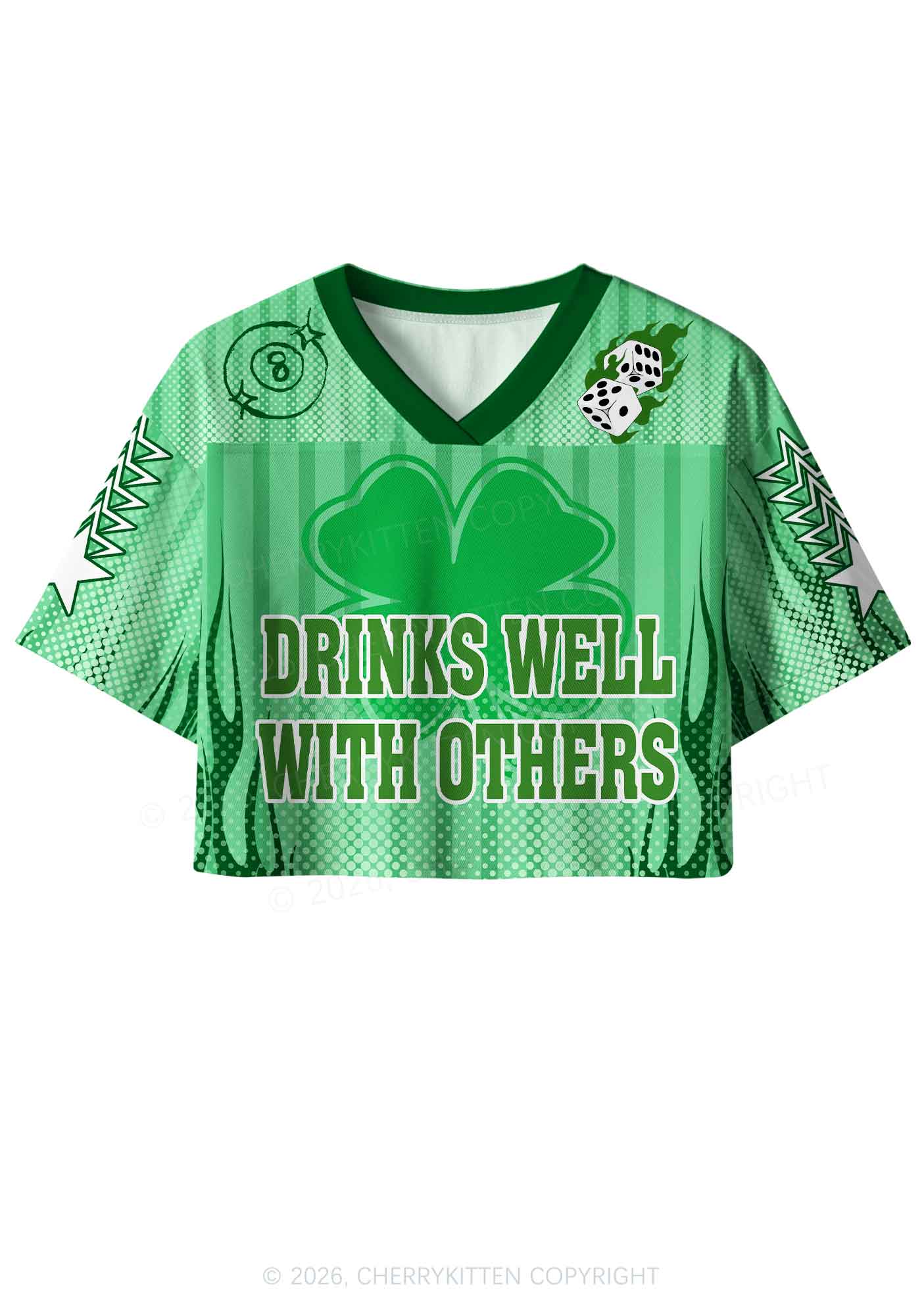 Custom Drinks Well With Others St Patricks Y2K Crop Sport Jersey Shirts Cherrykitten