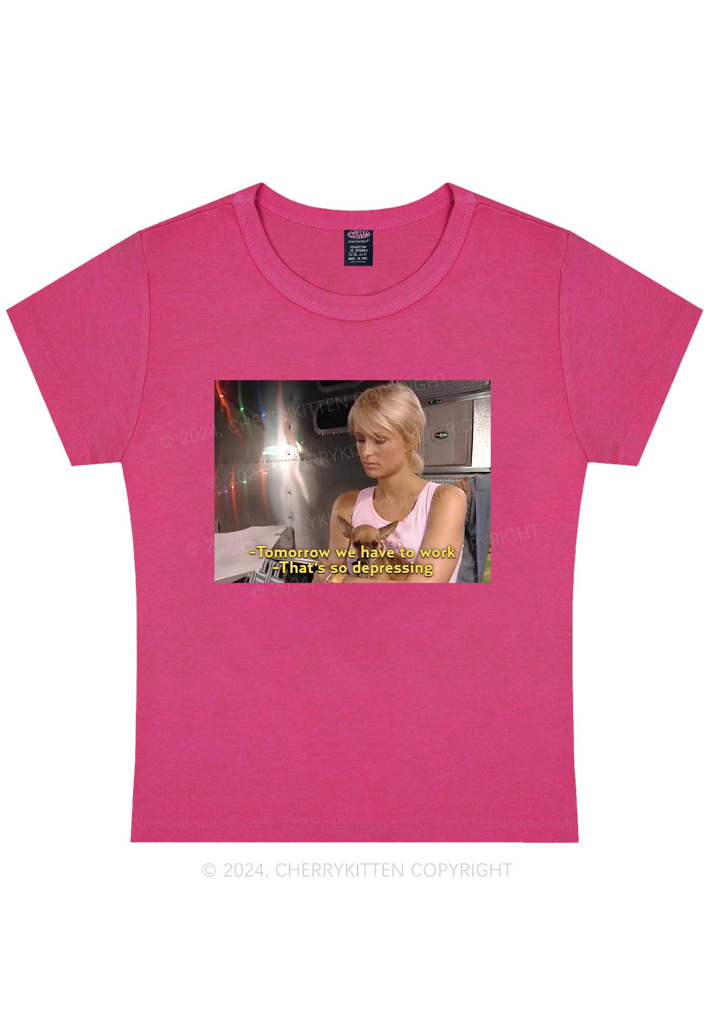 We Have To Work Y2K Baby Tee Cherrykitten
