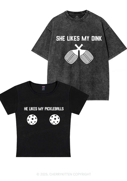 Pickleball Couple Y2K Valentine's Day Couple Shirt Cherrykitten