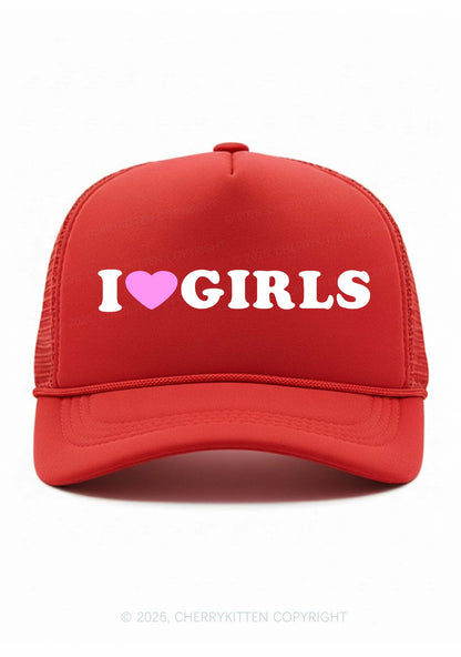 I Love Girls Pride Y2K Trucker Hat Cherrykitten