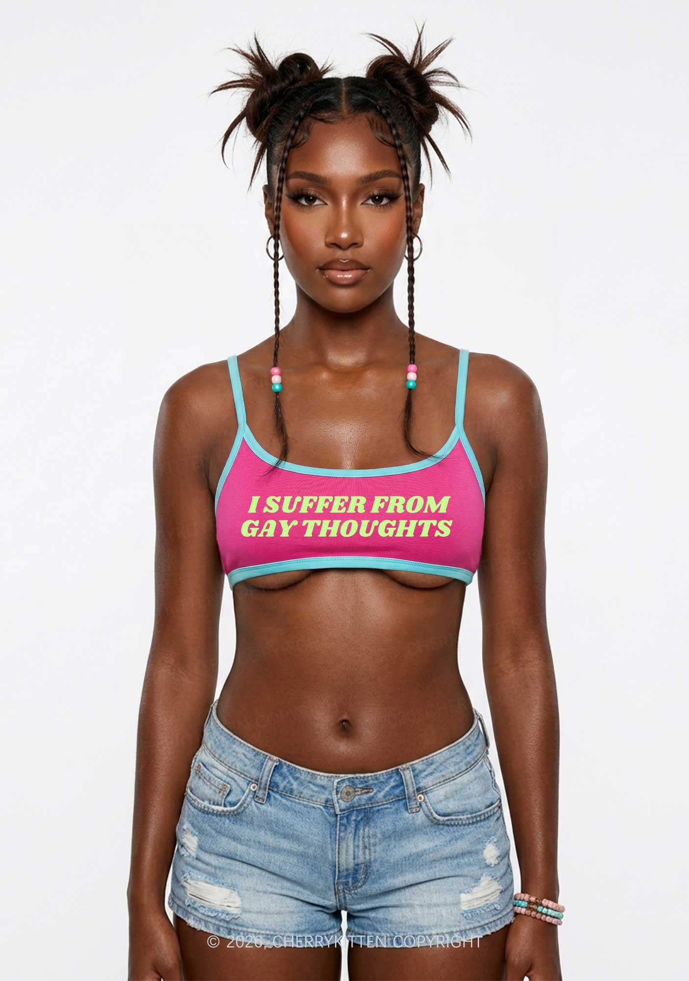 I Suffer From Gay Thoughts Pride Y2K Super Crop Cami Cherrykitten