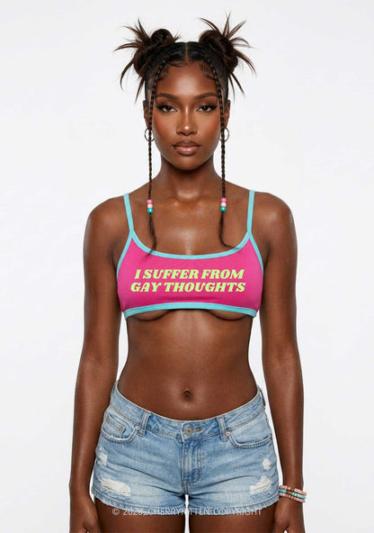 I Suffer From Gay Thoughts Pride Y2K Super Crop Cami Cherrykitten