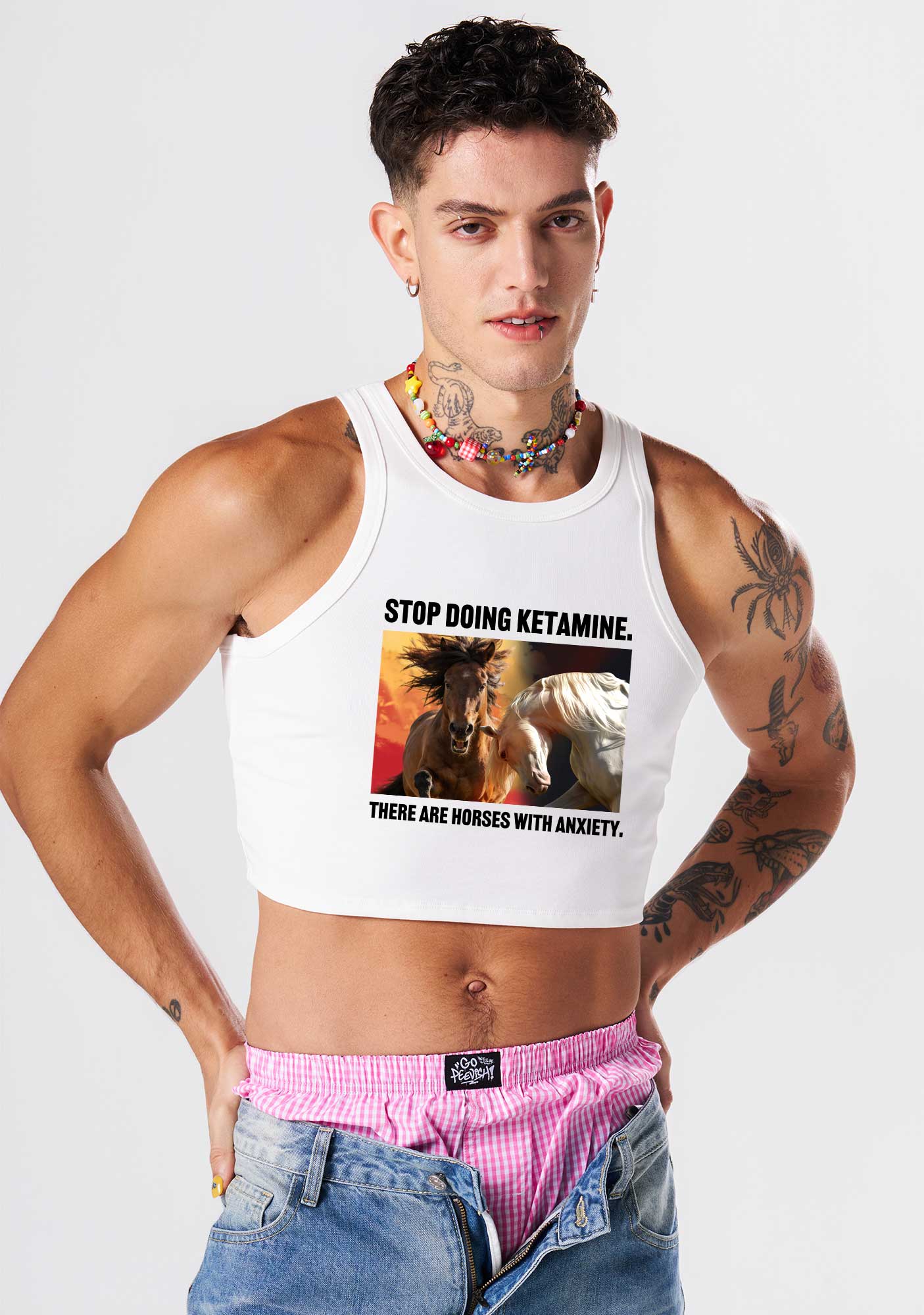 There Are Horses With Anxiety Y2K Crop Tank Top Cherrykitten