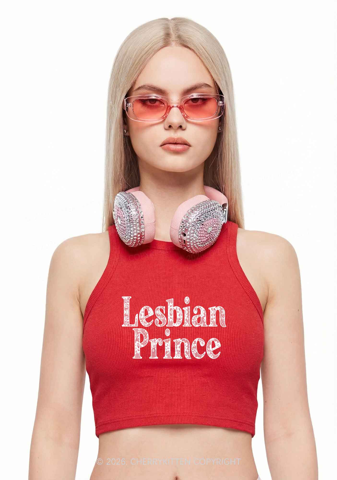 Lesbian Prince Pride Y2K Crop Tank Top Cherrykitten