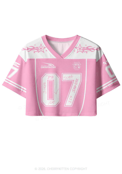 Custom Pink Korean Boys Y2K Crop Sport Jersey Shirts Cherrykitten
