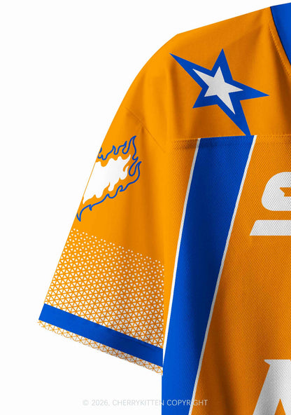 Orange Spit In My Mouth Y2K Crop Sport Jersey Shirts Cherrykitten