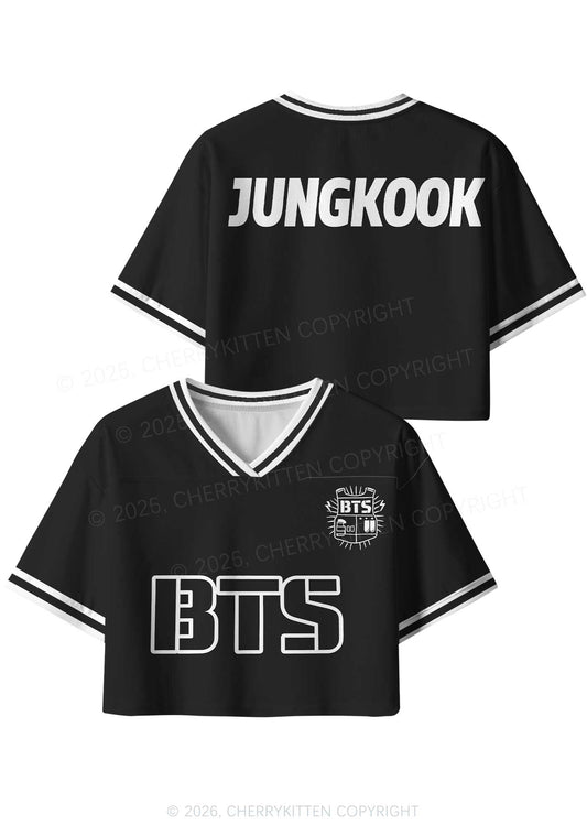 Black Kpop Members Y2K Crop Sport Jersey Shirts Cherrykitten