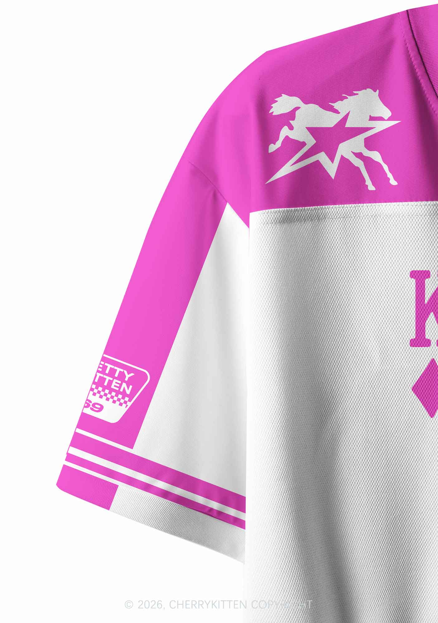 Hot Pink Gay King Pride Y2K Crop Sport Jersey Shirts Cherrykitten