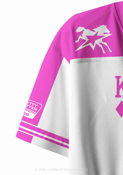 Hot Pink Gay King Pride Y2K Crop Sport Jersey Shirts Cherrykitten