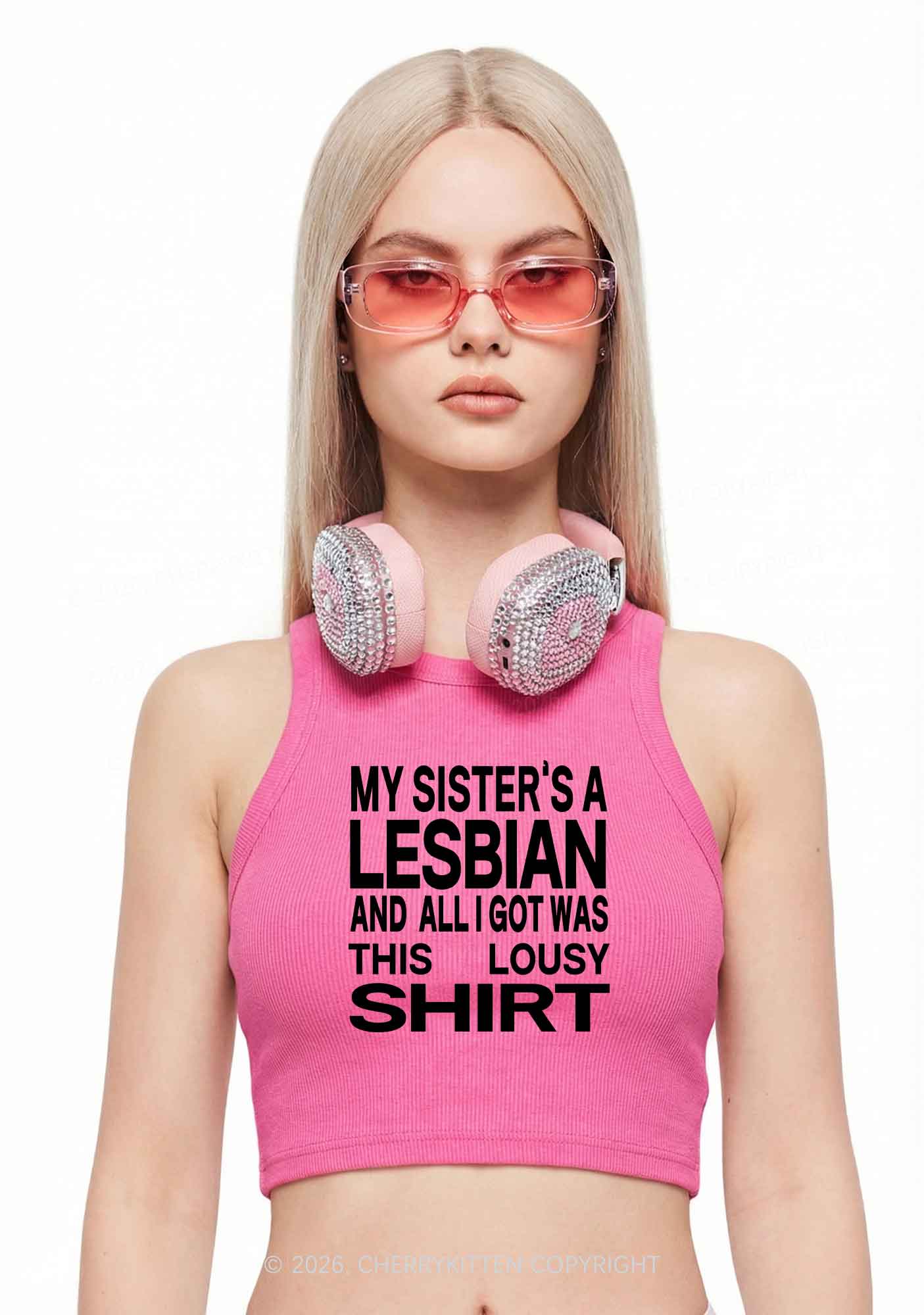 My Sisters A Lesbian Pride Y2K Crop Tank Top Cherrykitten
