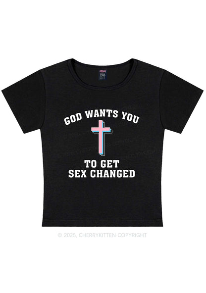 God Wants You To Get Changed Y2K Baby Tee Cherrykitten
