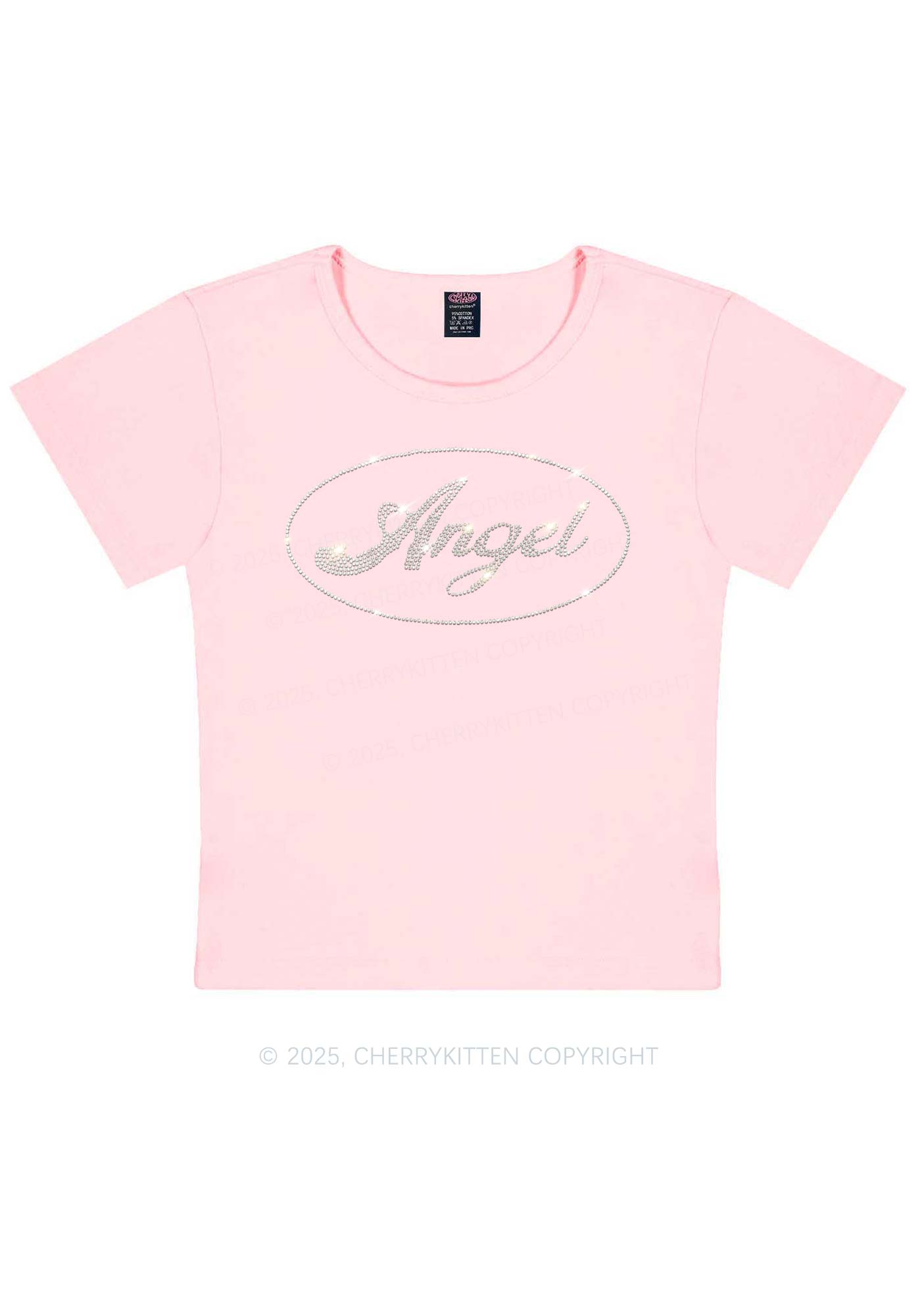 Rhinestone Angel Y2K Baby Tee Cherrykitten