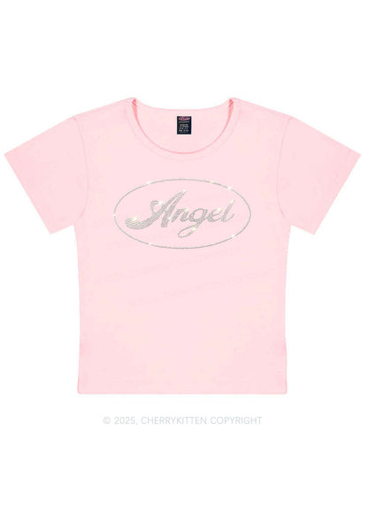 Rhinestone Angel Y2K Baby Tee Cherrykitten
