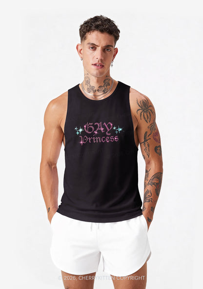Rhinestone Gay Princess Pride Y2K Men Racerback Tank Top Cherrykitten