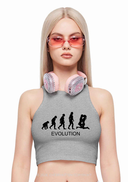 Lesbian Evolution Pride Y2K Crop Tank Top Cherrykitten