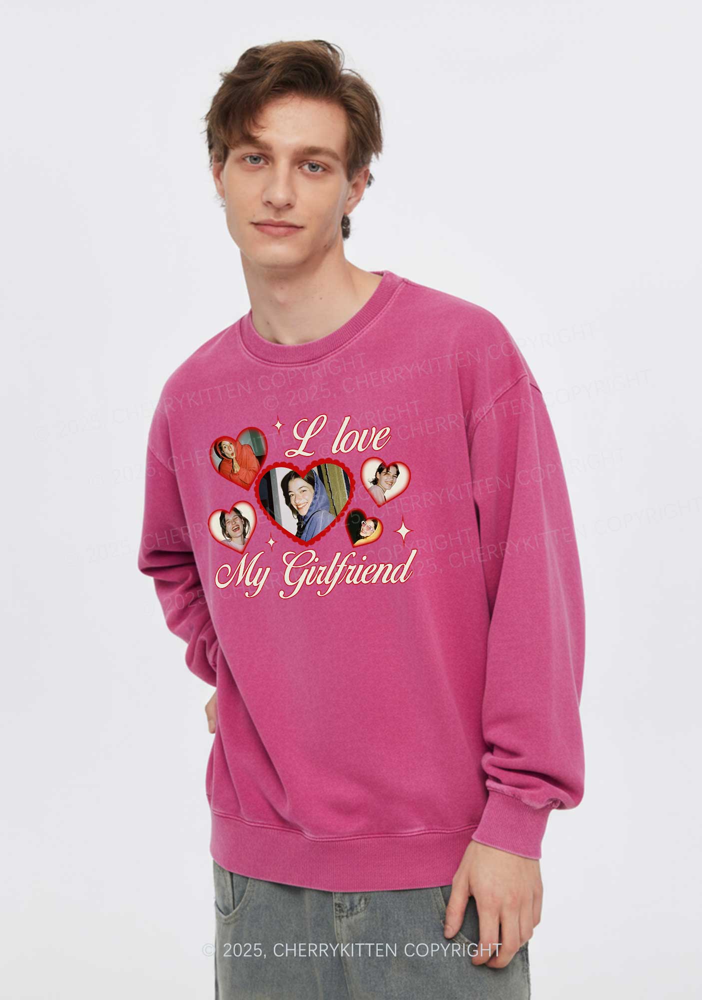 Custom Boyfriend Photos Y2K Washed Sweatshirts Cherrykitten
