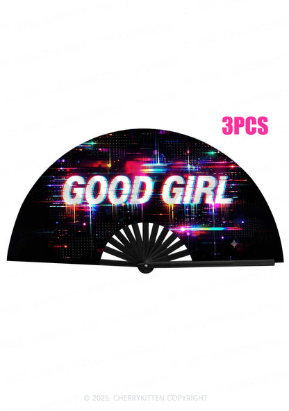 Good Girl Y2K Rave Hand Fan Cherrykitten