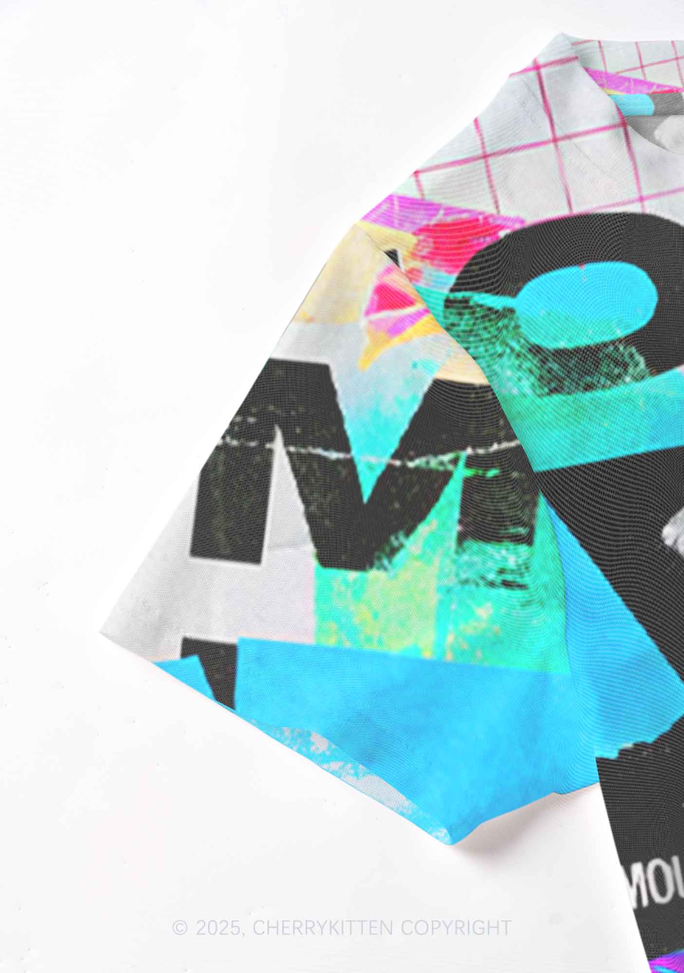 Neon DJ Mouse Y2K Mesh Crop Top Cherrykitten