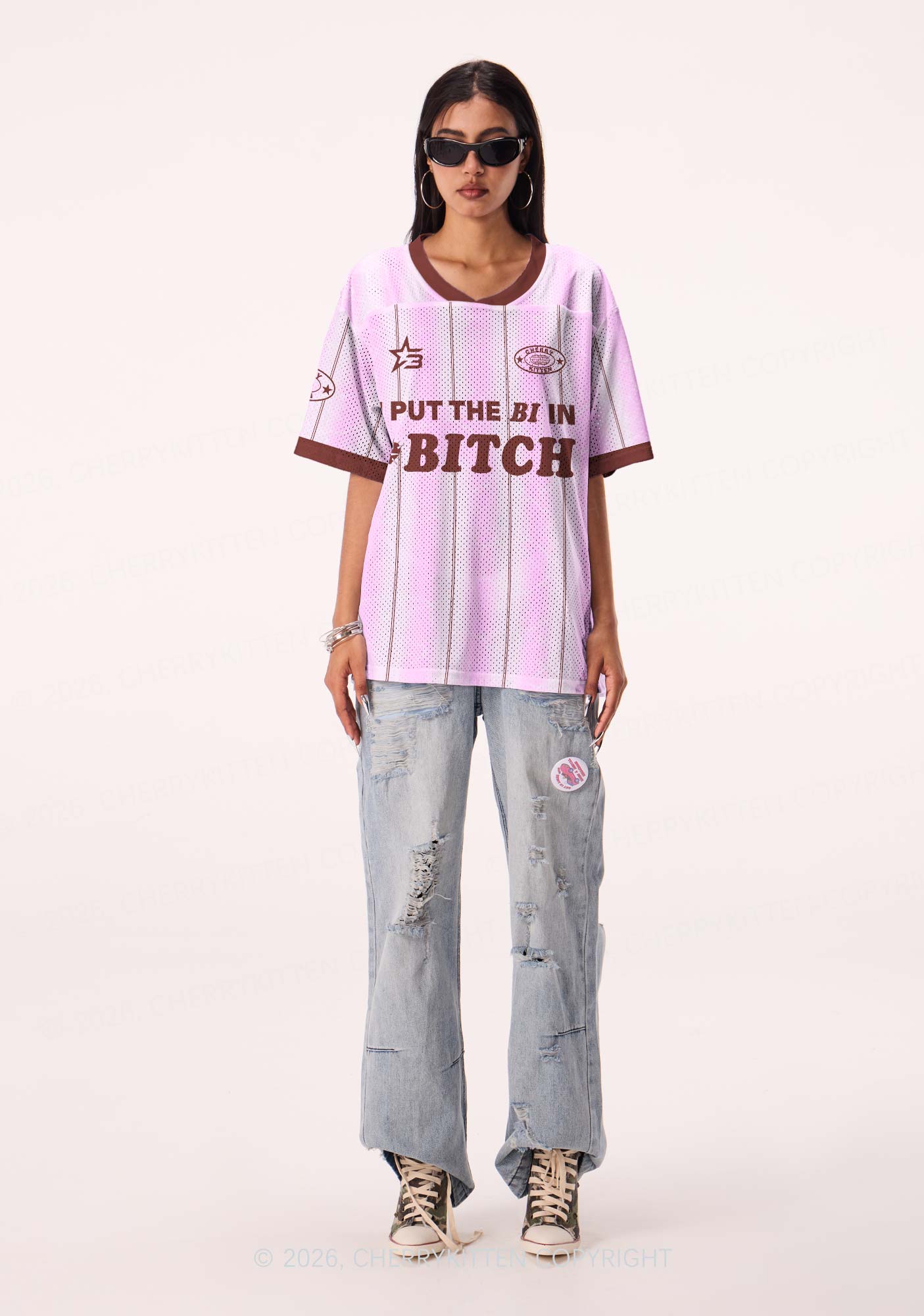 Purple I Put The Bi In Bxxch Pride Y2K Sport Jersey Shirts Cherrykitten