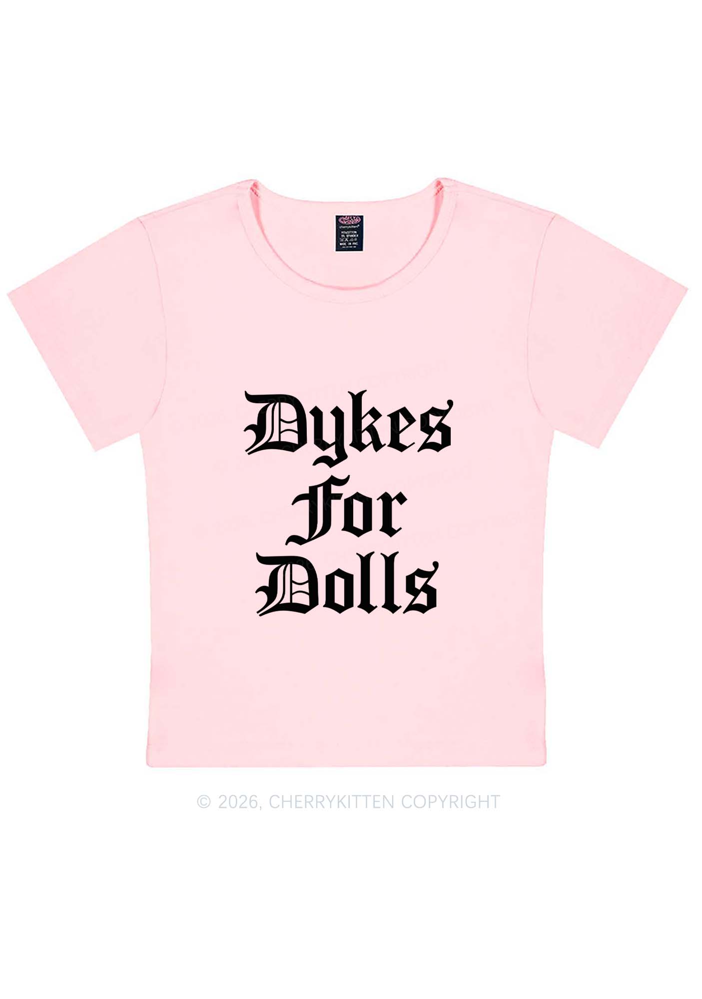 Dykes For Dolls Pride Y2K Baby Tee Cherrykitten