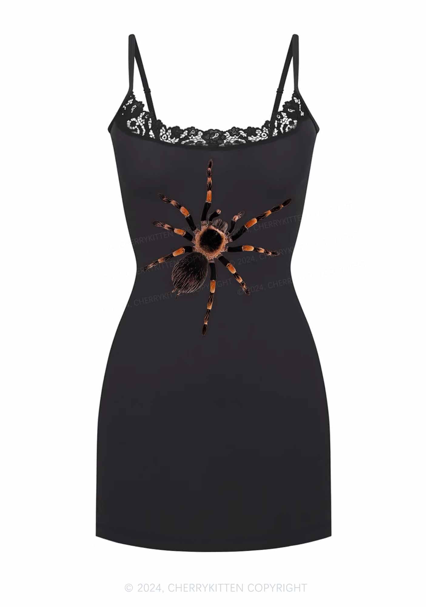 Mexican Red Knee Tarantula Y2K Lace Slip Dress Cherrykitten