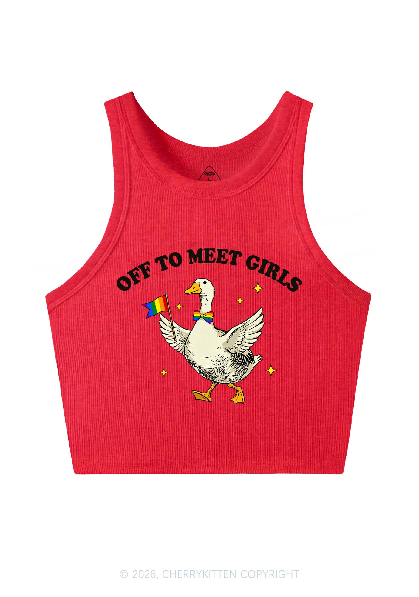 Off To Meet Girls Pride Y2K Crop Tank Top Cherrykitten