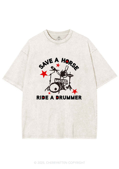 Save Horse Ride Drummer Y2K Shirts Washed Tee Cherrykitten