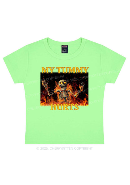 Skeleton Tummy Hurts Y2K Baby Tee Cherrykitten
