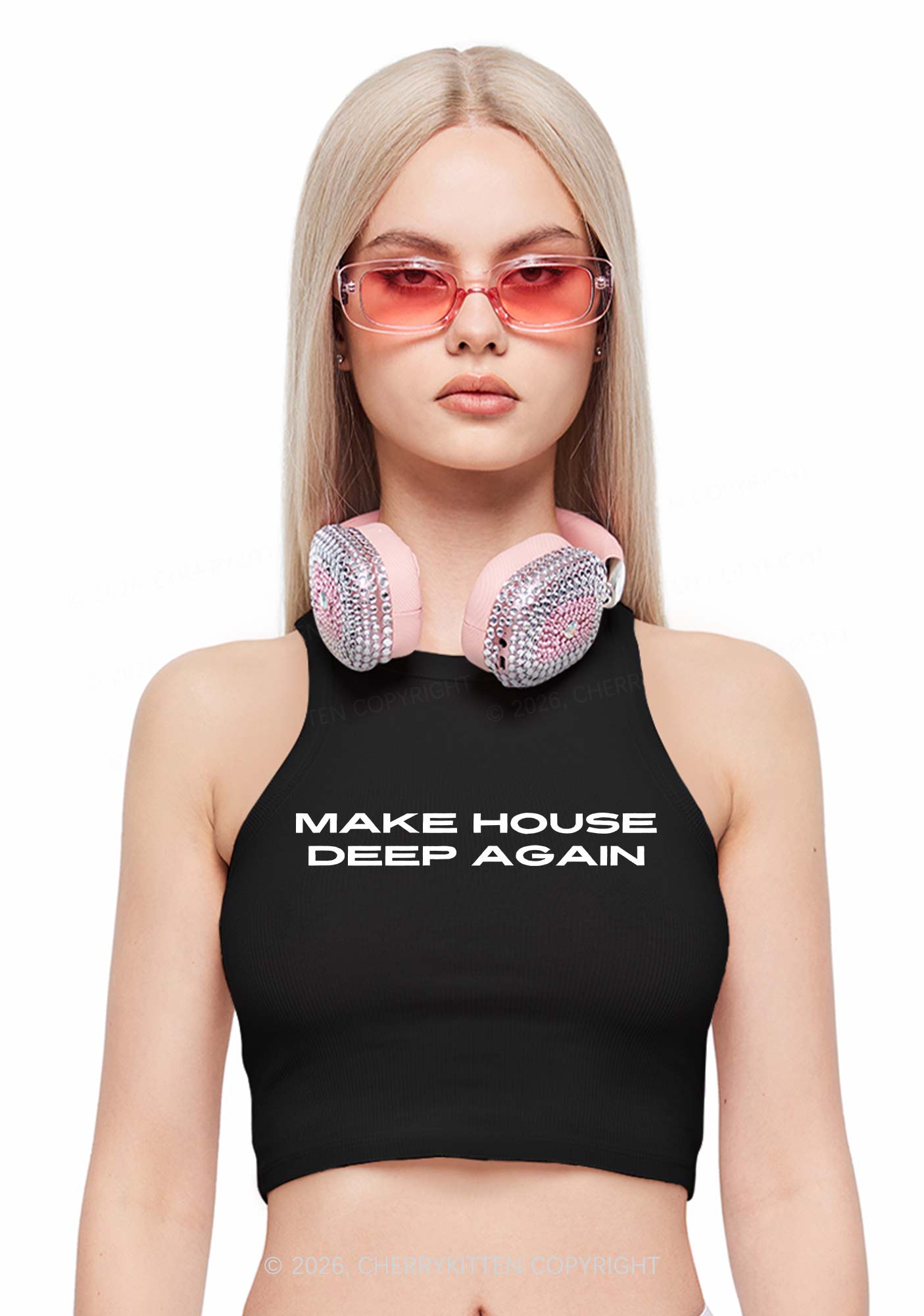 Make House Deep Again Y2K Crop Tank Top Cherrykitten
