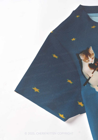 Kitten Violinist Y2K Mesh Crop Top Cherrykitten