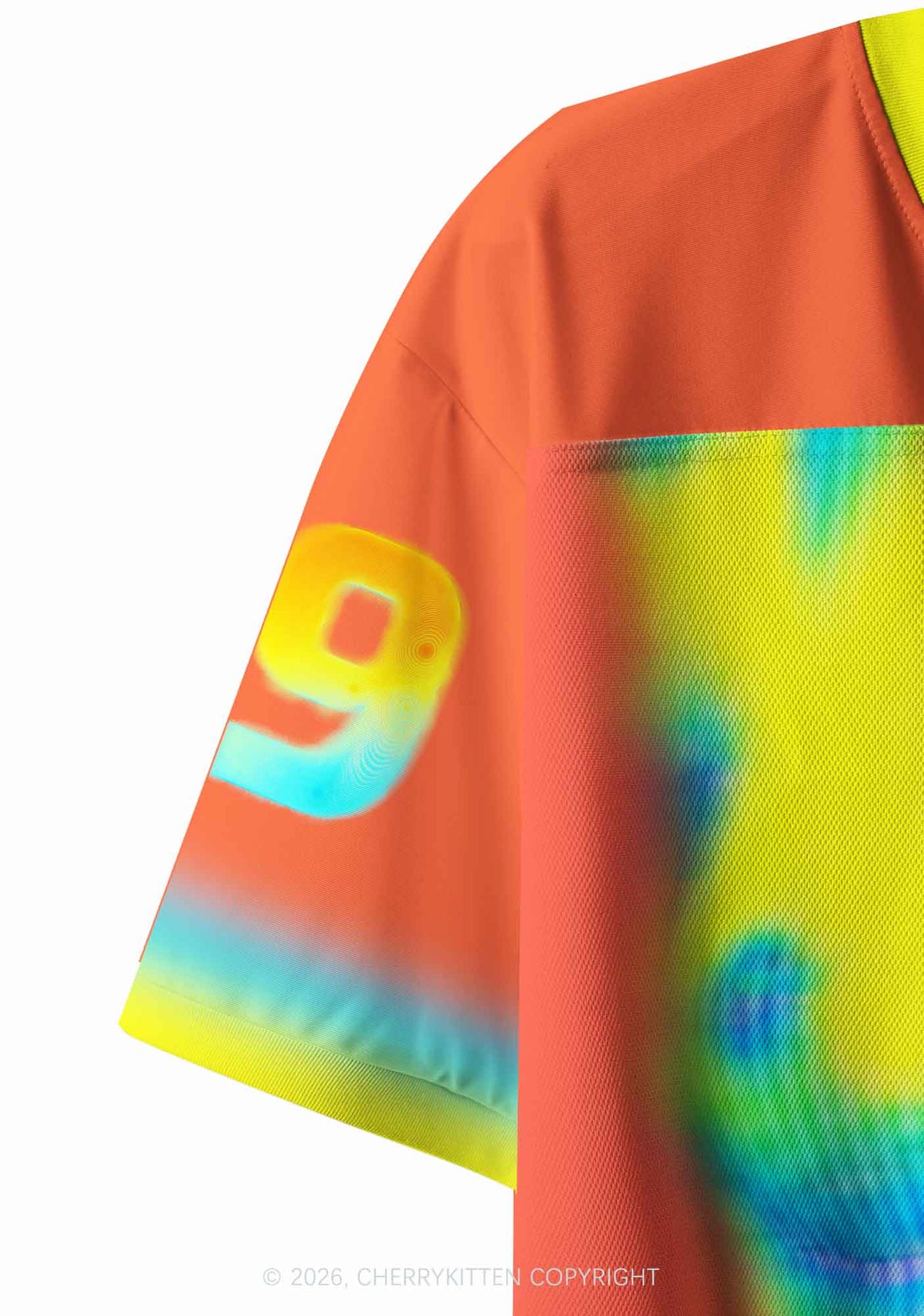 Orange Thermal Female Body Y2K Crop Sport Jersey Shirts Cherrykitten