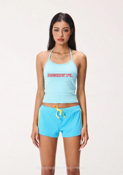 Rhinestone Submissive Man Y2K Halter Neck Cami Cherrykitten