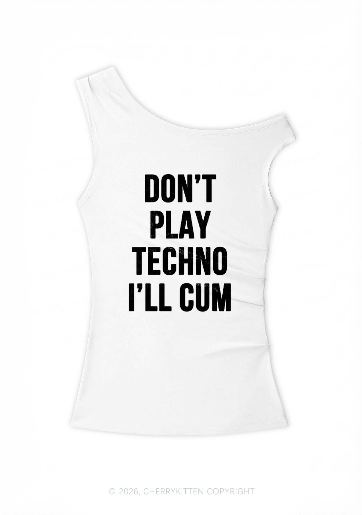 Dont Play Techno Y2K Off Shoulder Tank Top Cherrykitten
