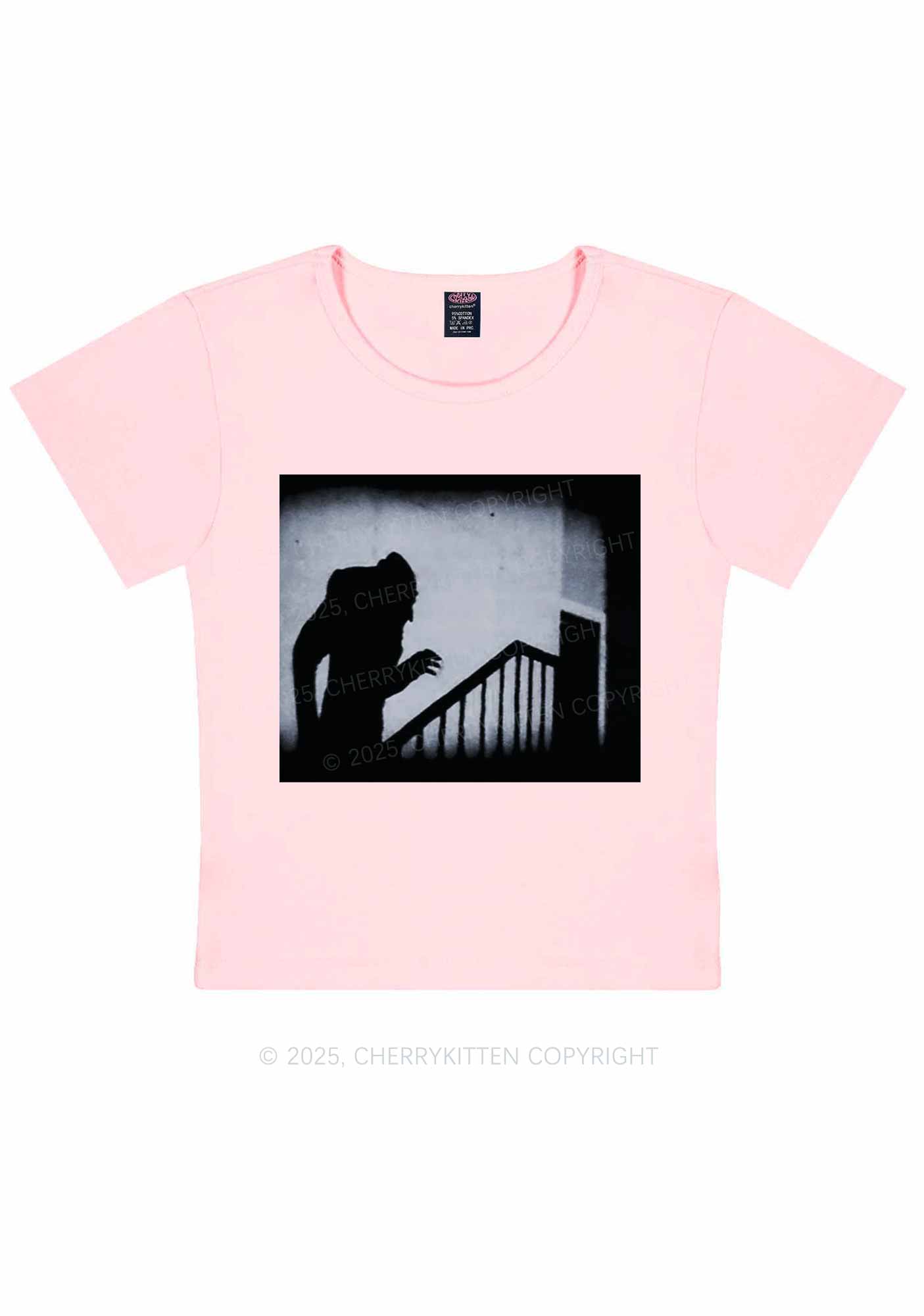 Halloween Stairs Intruder Y2K Baby Tee Cherrykitten