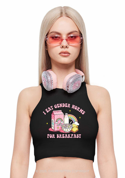 I Eat Gender Norms For Breakfast Pride Y2K Crop Tank Top Cherrykitten