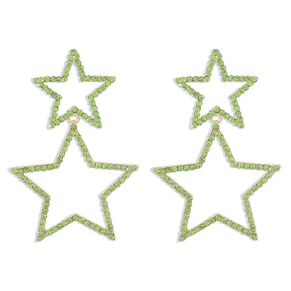 Pentagram Double Layer Fashion Rhinestone Earrings