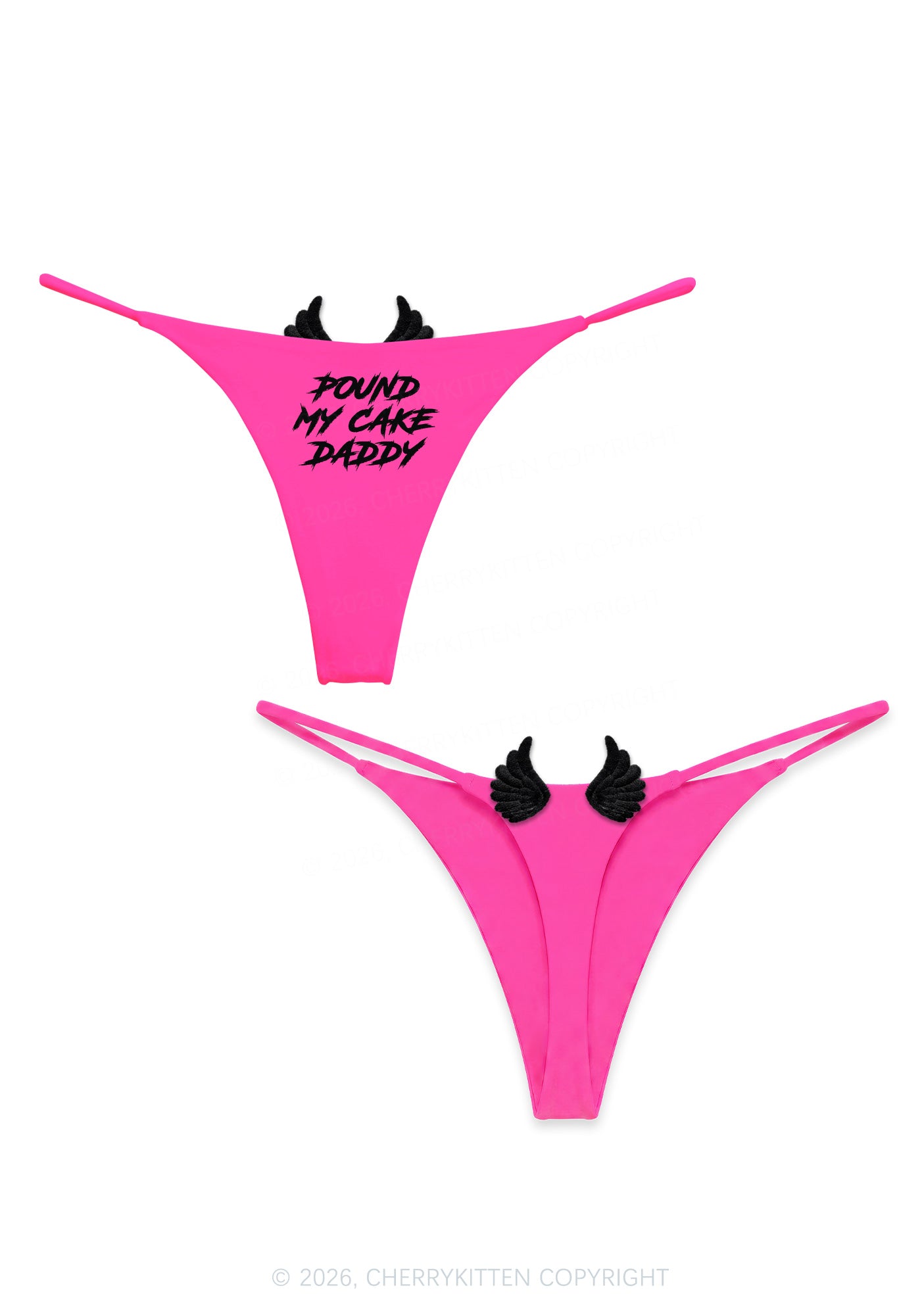 Pound My Cake Daddy Y2K Goth Angel Wings Bikini String Thong Cherrykitten