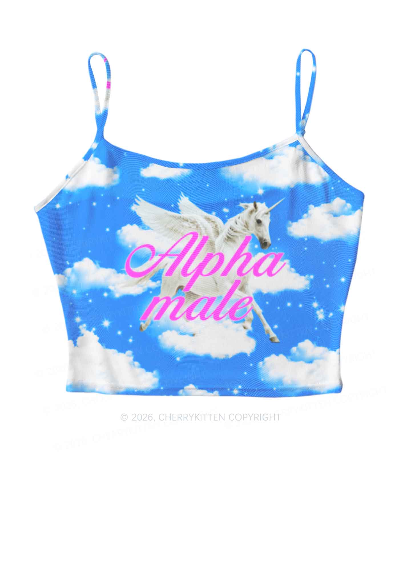 Blue Sky Alpha Male Unicorn Y2K Mesh Cami Tank Cherrykitten