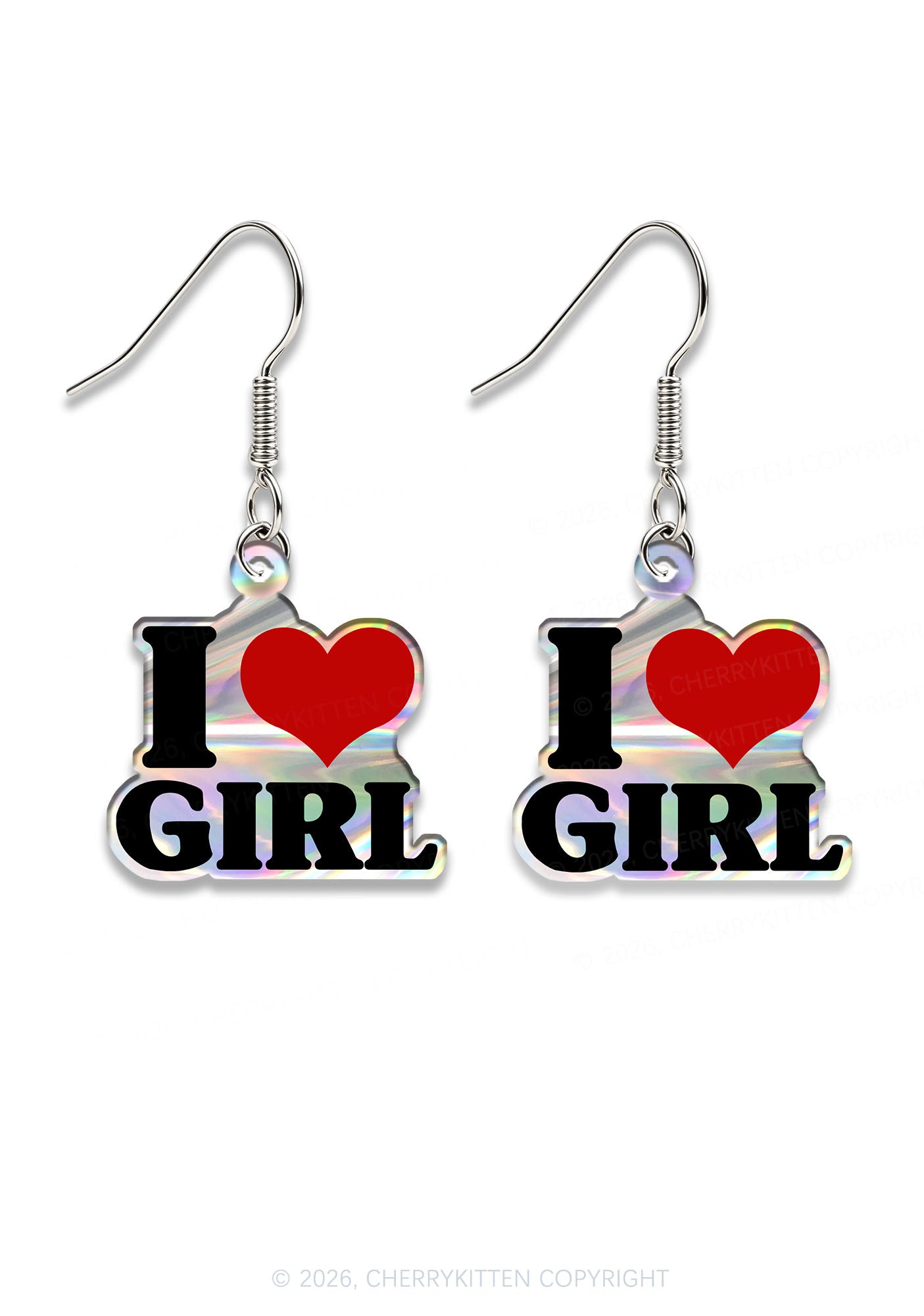 I Love Girl Pride Y2K Acrylic Earrings Cherrykitten