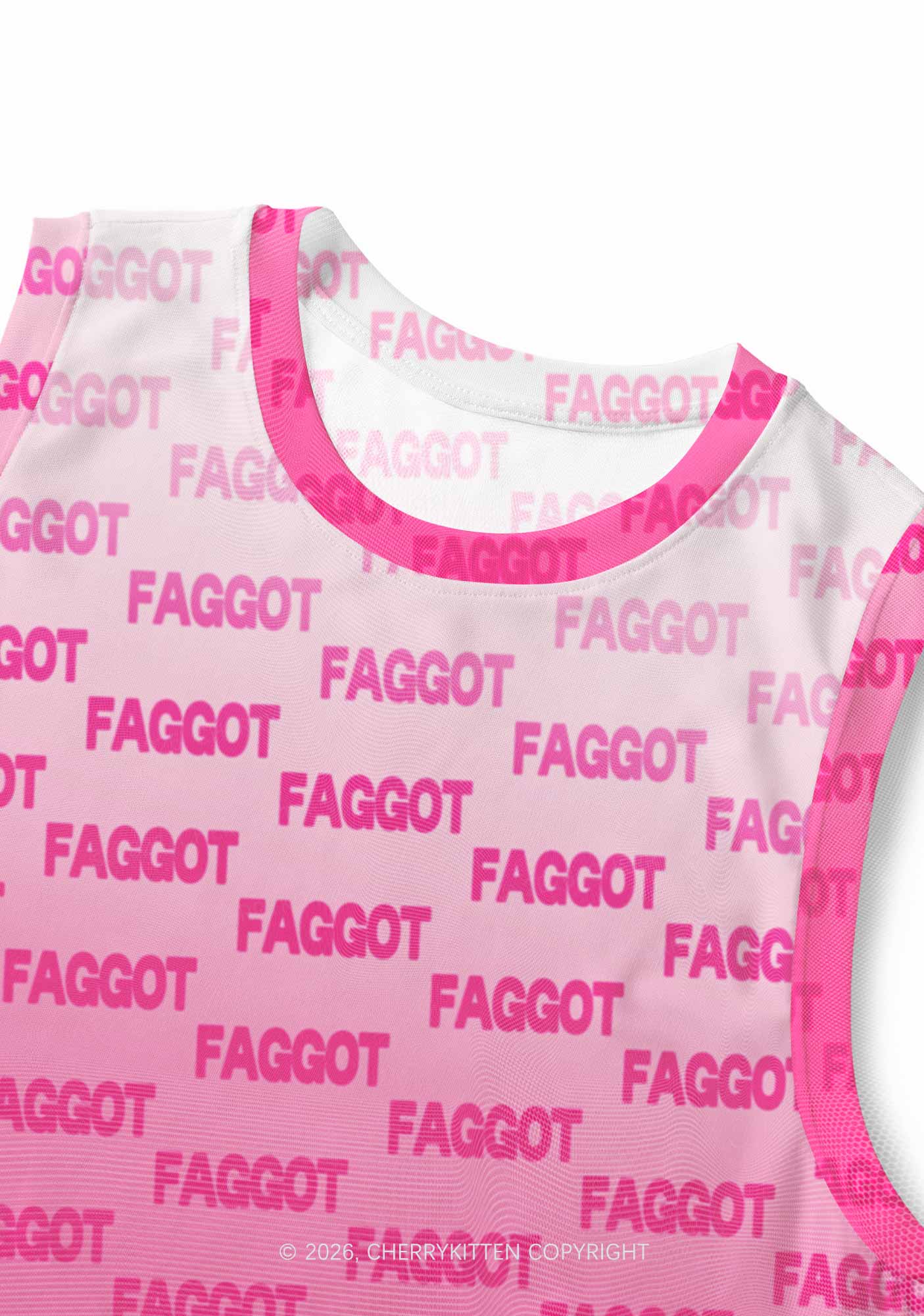 Faded Pink Faggot Pride Y2K Mesh Muscle Tank Cherrykitten