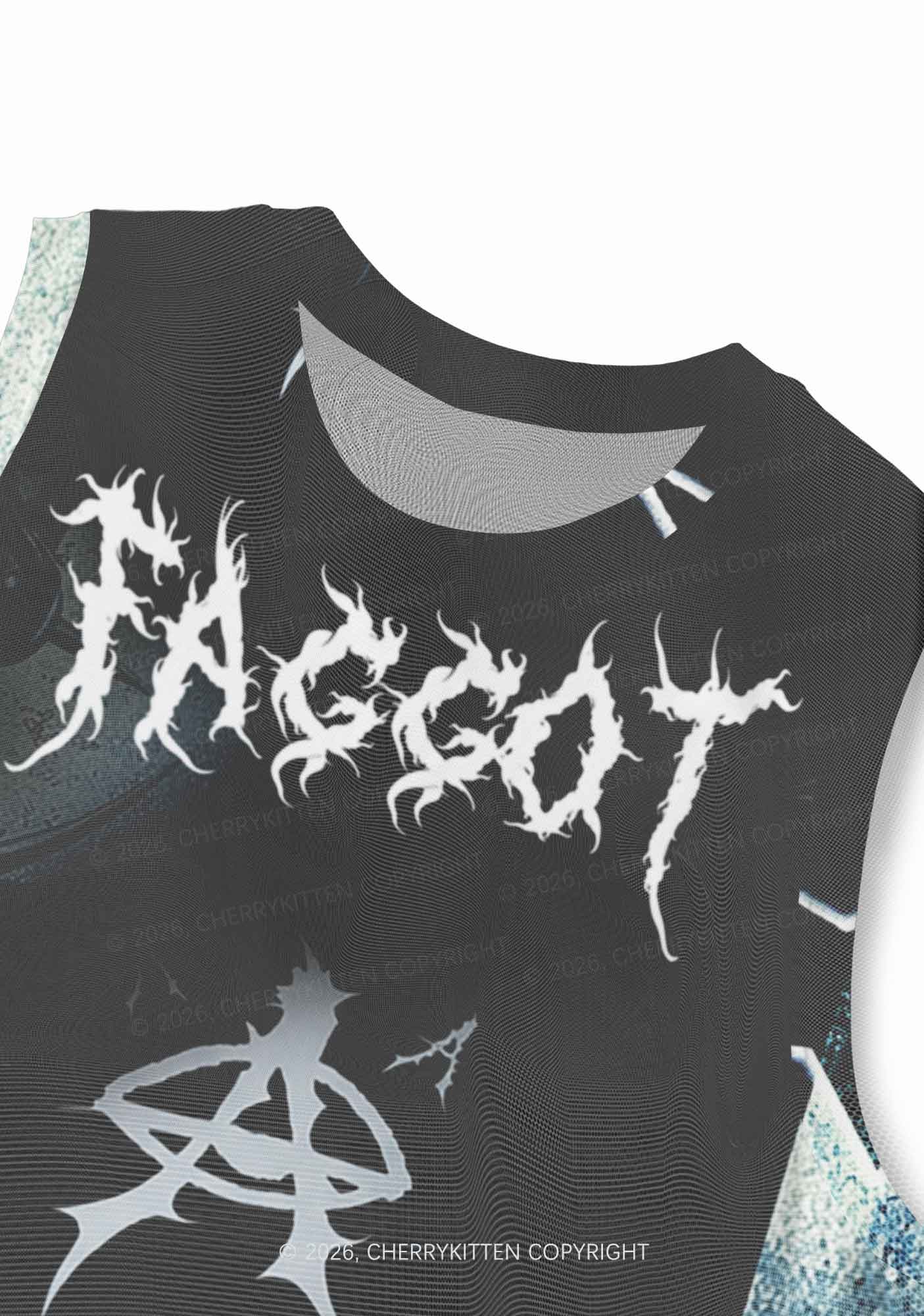 Black Thorn Faggot Pride Y2K Mesh Muscle Tank Cherrykitten