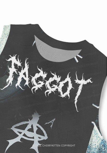 Black Thorn Faggot Pride Y2K Mesh Muscle Tank Cherrykitten
