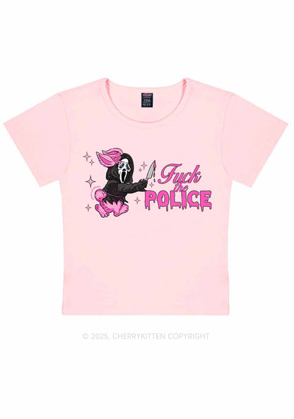 Halloween Fxxk The Police Y2K Baby Tee Cherrykitten