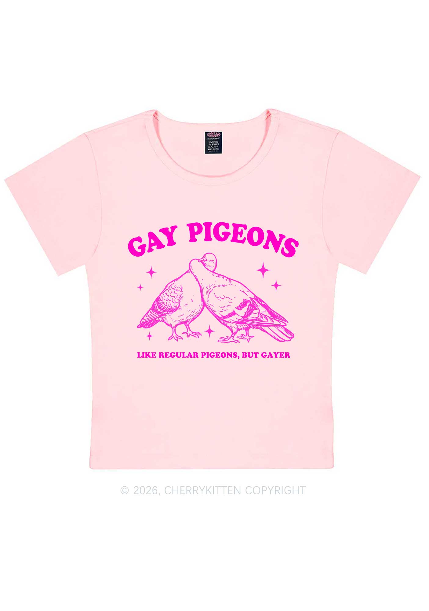 Gay Pigeons Kissing Pride Y2K Baby Tee Cherrykitten