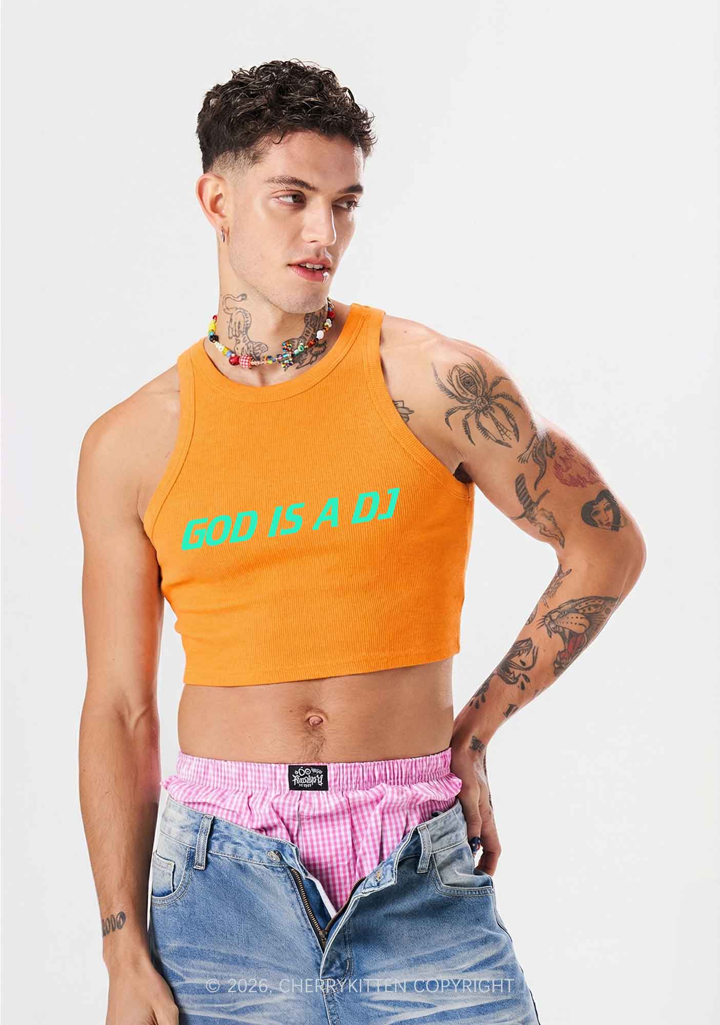 God Is A DJ Y2K Crop Tank Top Cherrykitten