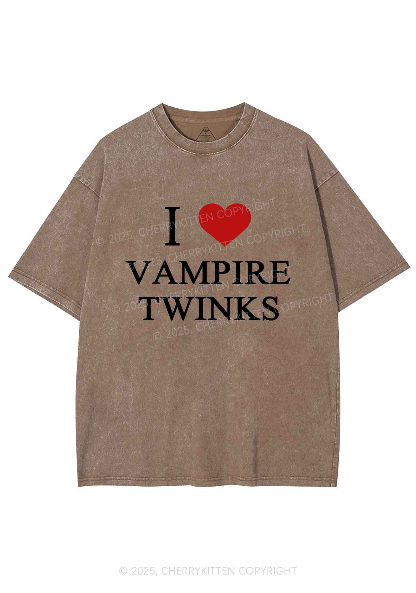 I Love Vampire Twinks Y2K Shirts Washed Tee Cherrykitten