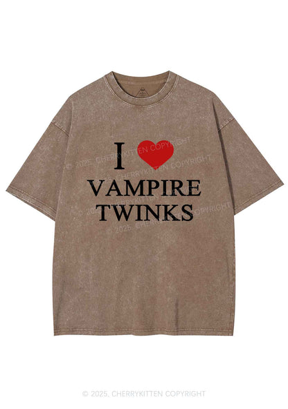 I Love Vampire Twinks Y2K Shirts Washed Tee Cherrykitten